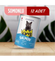 King Sos İçerisinde Et Parçacıklı Somonlu Kedi Konservesi 400 Gr*12 ADET