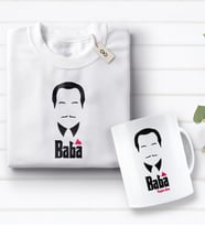 BK Gift Kişiye Özel Baba Godfather Tasarımlı Beyaz Tişört ve Kupa Seti-5 (Model 1)