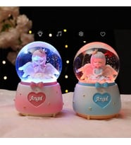 Melek Kar Küresi Işıklı Müzikli Büyük Boy (Pembe)