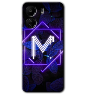 Xiaomi Redmi 13C Kılıf HD Desen Baskılı Kılıf - Dark Neon Yaprak M Harfi