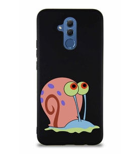 Huawei Mate 20 Lite Soft Premier Kapak Salyangoz Gary Tasarımlı Silikon Kılıf - Siyah (Şeffaf)