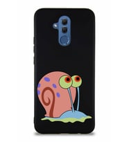 Huawei Mate 20 Lite Soft Premier Kapak Salyangoz Gary Tasarımlı Silikon Kılıf - Siyah (Şeffaf)