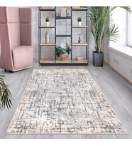 Krem Batik Desen Renk Geçişli Yıkanabilir Kaymaz Taban Leke Tutmaz Modern Salon Halısı ve Yolluk