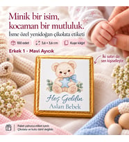 Kişiye Özel Yenidoğan Bebek Hatıra Etiketi 100 Adet 36 × 36 mm Kuşe Kâğıt