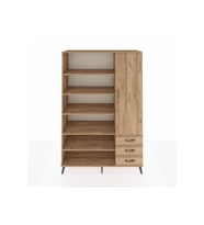 Hyperion Gardrop 9 Raflı 3 Çekmeceli Tek Kapaklı  132x44x195 Çam-Çam