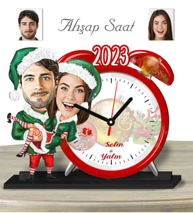 Kişiye Özel Ahşap Saat-Yeni Yıl Hediyesi Sevgili-5