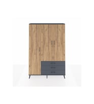 Arges Dolap 6 Raflı 3 Çekmeceli Tek Askılı 132x30x195 Antrasit-Çam/Antrasit