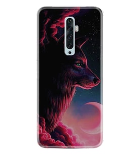 Oppo Reno 2Z 4 Lite 4 Pro 5 6 7 A31 Kılıf Desemli Silikon Wolf and Moon 1380