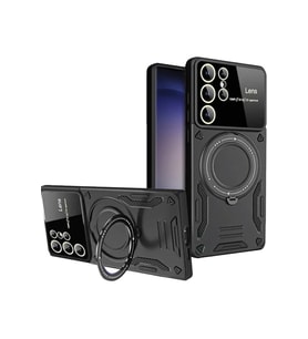 Durukar® Samsung Galaxy S25 Ultra Kılıf Joy Lens Standlı Kapak - Siyah