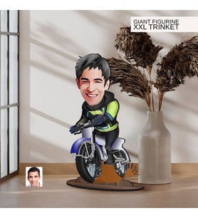 BK Gift Kişiye Özel Motorcu Karikatürlü Büyük Boy Ahşap Biblo-1 Arkadaşa Hediye , Sevgiliye Hediye, Kişiye Özel Biblolar