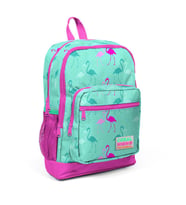 Coral High Kids Su Yeşili Neon Pembe Flamingo Desenli Dört Bölmeli Okul Sırt Çantası 23111