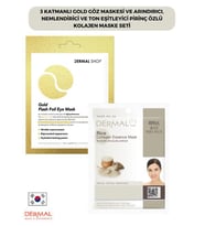 3 Katmanlı Gold Göz Maskesi ve Arındırıcı, Nemlendirici Ve Ton Eşitleyici Pirinç Özlü Kolajen Maske Seti