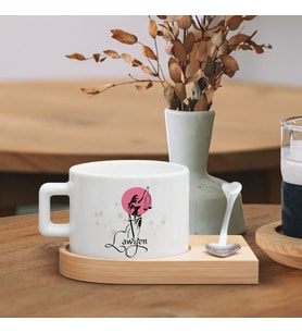 BK Gift Kişiye Özel İsimli Avukat Tasarımlı-8, Ahşap Altlıklı Seramik Fincan, Meslek Hediyesi, Yeni İş Hediyesi