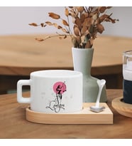 BK Gift Kişiye Özel İsimli Avukat Tasarımlı-8, Ahşap Altlıklı Seramik Fincan, Meslek Hediyesi, Yeni İş Hediyesi
