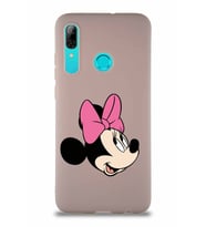 Huawei P Smart 2019 Soft Premier Kapak Minnie Mouse-A Tasarımlı Silikon Kılıf - Pudra (Şeffaf)