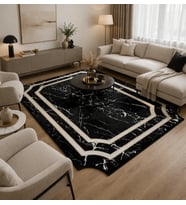 Bahariye Halı Deep 6088 X Siyah Modern Salon Halısı (Beyaz - Siyah - Gri)