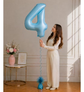 4 Rakamlı Mavi 76 cm Helyum Balon – Folyo Parti Balonu