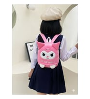 Kuromili Mini Peluş Çanta, Ayarlanabilir Çocuk Sırt Çantası Askılı, Astarlı, Fermuarlı, 30 cm (Pembe)