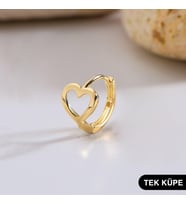 14 Ayar Minik Tek Kalp Halka Altın Küpe 0,56 gr