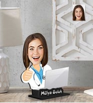 Kişiye Özel 2 Boyutlu Doktor Kadın Ahşap Biblo-4