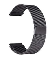 Oppo Watch 46mm 22mm Metal Tel Örgü Lüx Kordon + Metal Kordon Dönüştürücü (Siyah)