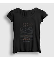 Presmono Kadın Siyah Voyage Camper Kamp T-Shirt 372859tt