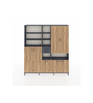 Arges Dolap 17 Raflı 2 Çekmeceli 7 Kapaklı 220x30x243 Antrasit-Çam/Antrasit
