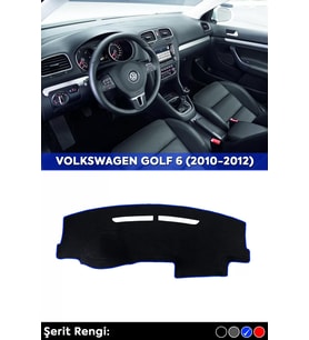Volkswagen Golf 6 (2010-2012) 3d Torpido Koruma Kılıfı - Ön Göğüs Kaplama - Mavi Şerit