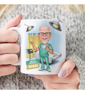 Kişiye Özel Karikatürlü Beyin Cerrahı Doktor Kupa Bardak
