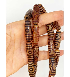 3 Göz Tibet Akik Taşı Silindir Kesim 10x30mm Dizi (45810)