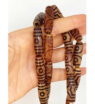 3 Göz Tibet Akik Taşı Silindir Kesim 10x30mm Dizi (45810)