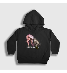 Presmono Unisex Çocuk Siyah Torn Ava Max Kapüşonlu Sweatshirt 414301tt