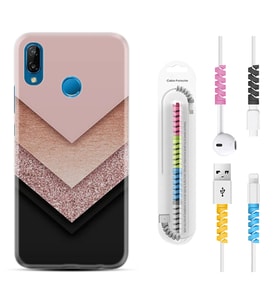 Huawei P20 Lite Mate 10 20 Lite Pro P40 Lite KılıfKablo Koruma Spiral Silikon Great Marble 1405