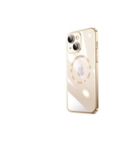 Apple iPhone 14 Uyumlu Kılıf Wireless Şarj Özellikli Sert PC Zore Riksos M-safe Kapak (Gold)