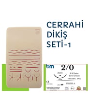 Edulaparoskopi Cerrahi Dikiş Seti-1 Silikon Ped 19x9cm ve 2/0 Keskin İğne İplik