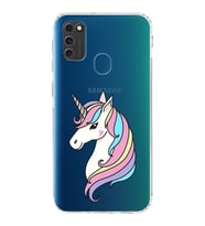 Samsung Galaxy M21 Uyumlu Kamera Korumalı Kapak Unicorn Tasarımlı  Şeffaf  Kılıf