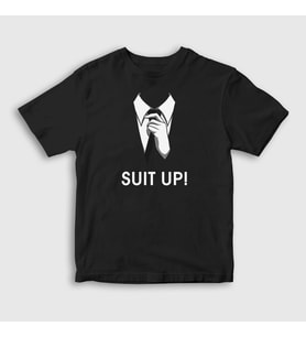 Presmono Unisex Çocuk Siyah Suit Up V2 How I Met Your Mother T-Shirt 195802tt