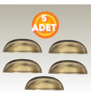Tas Midye Çanak 64mm Antik Sarı Dolap Çekmece Vestiyer Mobilya Kulpu Metal Kulp ( 5 ADET ) (Antik Altın)
