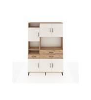Arges Dolap 9 Raflı 3 Çekmeceli 6 Kapaklı 132x30x195 Çam-Aytaşı/Çam