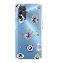 PrintiFy Oppo A16  ile Uyumlu 1mm Slim Fit Nazar Boncuğu 5 Baskılı Şeffaf  Kılıf
