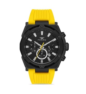 Ferro FM31396D-ZN Quartz Silikon Sarı Siyah Kadran 45 mm Erkek Kol Saati