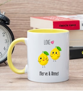 Kişiye Özel Sevimli Limonlar Sarı Kupa Bardak