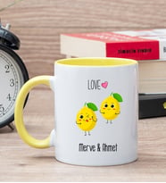Kişiye Özel Sevimli Limonlar Sarı Kupa Bardak