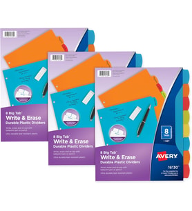 Avery Big Tab 21210 Ayırma Sayfası, Sağlam Plastikten, 8 Kayıt Kartı, Çok Renkli, 3 Set