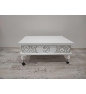 Aras 5 Kademeli Tekerlekli Akıllı Sihirli Orta Sehpa 60x90 (Beyaz)