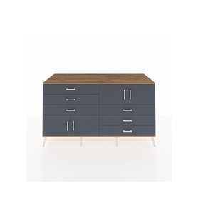 Kronos Konsol 2 Raflı 6 Çekmeceli 4 Kapaklı 176x59x99 Çam-Antrasit
