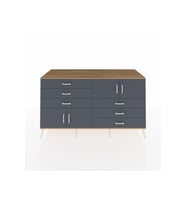 Kronos Konsol 2 Raflı 6 Çekmeceli 4 Kapaklı 176x59x99 Çam-Antrasit