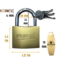 Kupa Asma Kilit Sarı 38 mm. - 3 Anahtarlı
