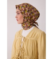 Geometrik Desen %100 Twill İpek Eşarp BE02