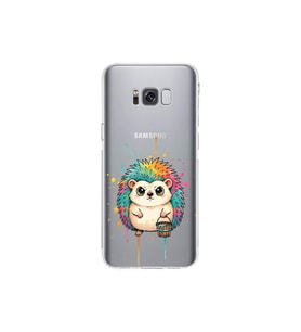 Samsung Galaxy S8 Plus ile Uyumlu Splash Kirpi Tasarımlı Şeffaf Silikon Kılıf
